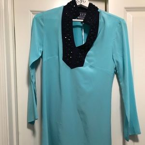 Sail to Sable Silk Dress with delicate embroidery